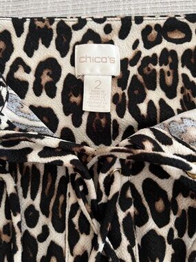 Chico's Animal Print Drawstring Top - Brown & Black